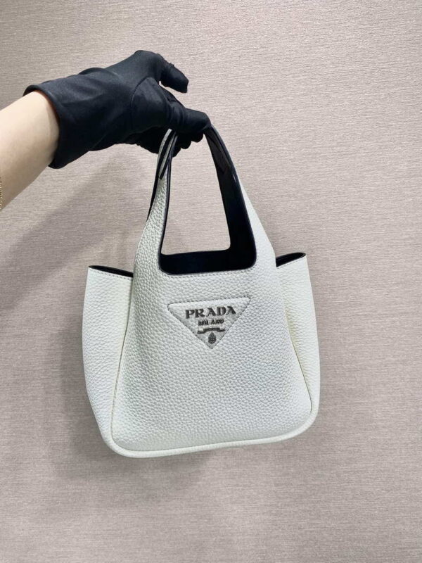 Replica Prada 1BG335 Tote Leather Bucket Handbag White 2