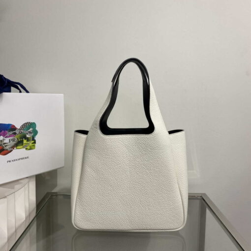 Replica Prada 1BG335 Tote Leather Bucket Handbag White 3