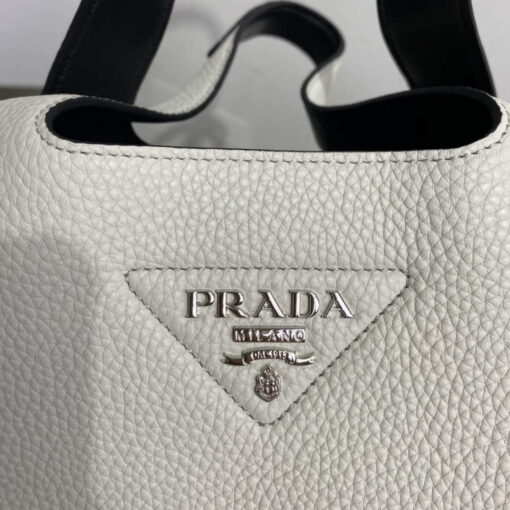 Replica Prada 1BG335 Tote Leather Bucket Handbag White 5