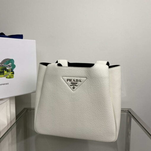 Replica Prada 1BG335 Tote Leather Bucket Handbag White 10