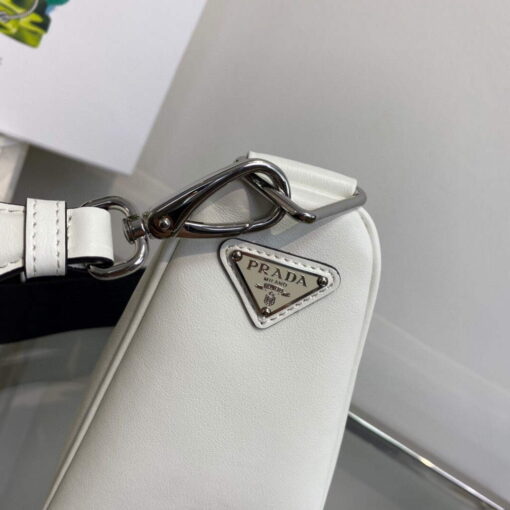 Replica Prada Leather Prada Triangle shoulder bag 1BH190 White 5