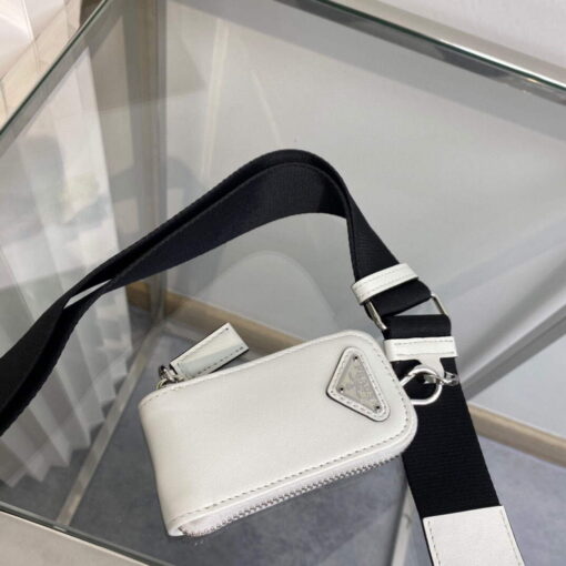 Replica Prada Leather Prada Triangle shoulder bag 1BH190 White 7