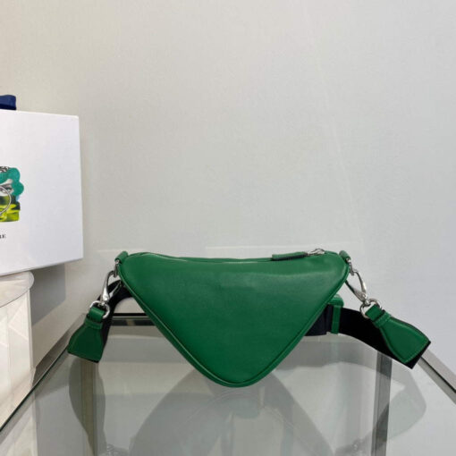 Replica Prada Leather Prada Triangle shoulder bag 1BH190 Green 2