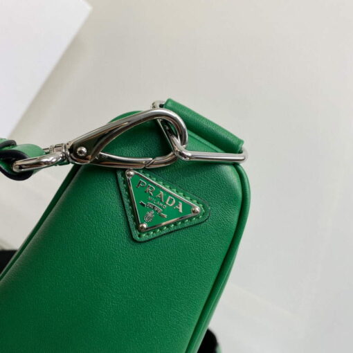 Replica Prada Leather Prada Triangle shoulder bag 1BH190 Green 5