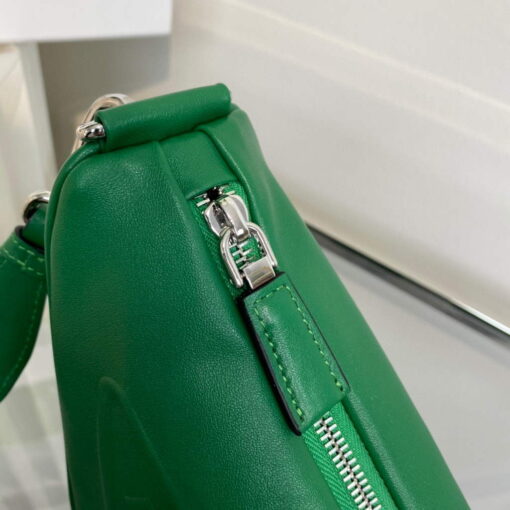 Replica Prada Leather Prada Triangle shoulder bag 1BH190 Green 6