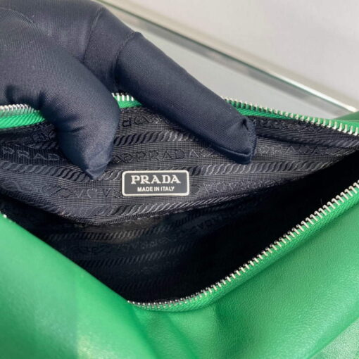 Replica Prada Leather Prada Triangle shoulder bag 1BH190 Green 7