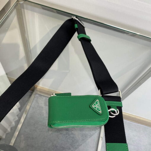 Replica Prada Leather Prada Triangle shoulder bag 1BH190 Green 8