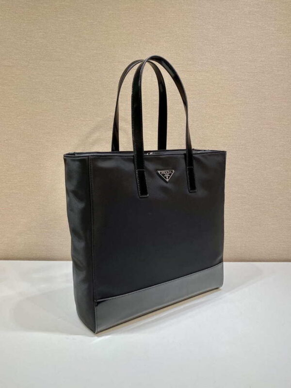 Replica Prada 2VG071 Re-Nylon and Leather tote Black