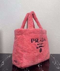 Replica Prada 1BG130 Shearling Tote Shoulder bag Plum 2