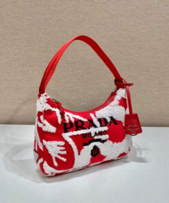 Replica Prada 1NE515 Re-Edition 2000 embroidered drill mini bag Red white