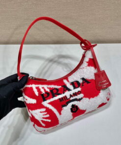 Replica Prada 1NE515 Re-Edition 2000 embroidered drill mini bag Red white 2