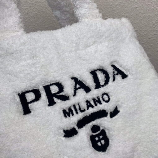 Replica Prada 1BG130 Shearling Tote Shoulder bag White 4