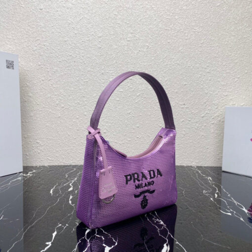 Replica Prada 1NE515 Re-Edition 2000 sequined Re-Nylon mini-bag Purple 2