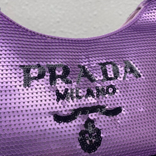 Replica Prada 1NE515 Re-Edition 2000 sequined Re-Nylon mini-bag Purple 4