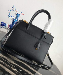 Replica Prada 1BA046 Medium Esplanade Leather Tote Bag Black 2