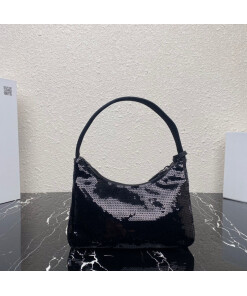 Replica Prada 1NE515 Re-Edition 2000 sequined Re-Nylon mini-bag Black