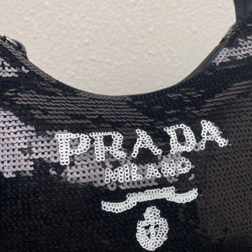 Replica Prada 1NE515 Re-Edition 2000 sequined Re-Nylon mini-bag Black 4