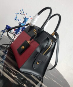 Replica Prada 1BA046 Medium Esplanade Leather Tote Bag Red and Black