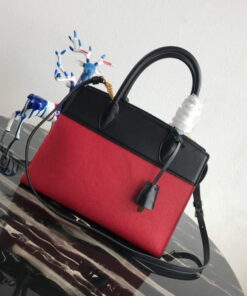 Replica Prada 1BA046 Medium Esplanade Leather Tote Bag Red and Black 2