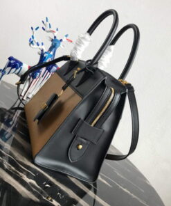 Replica Prada 1BA046 Medium Esplanade Leather Tote Bag Apricot and Black