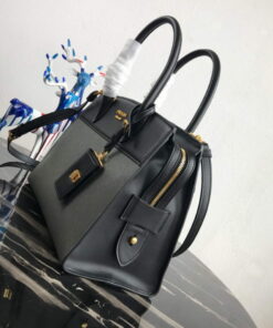 Replica Prada 1BA046 Medium Esplanade Leather Tote Bag Grey and Black