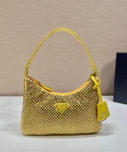 Replica Prada 1NE515 Satin mini-bag with artificial crystals Yellow