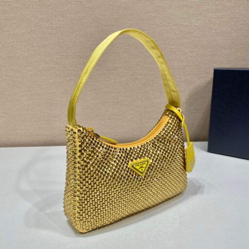 Replica Prada 1NE515 Satin mini-bag with artificial crystals Yellow 2