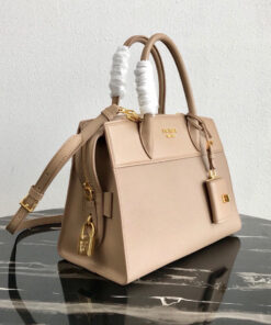 Replica Prada 1BA046 Medium Esplanade Leather Tote Bag Apricot