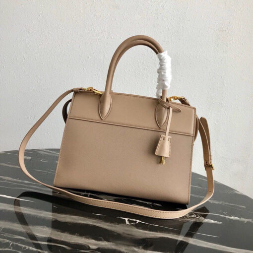 Replica Prada 1BA046 Medium Esplanade Leather Tote Bag Apricot 6