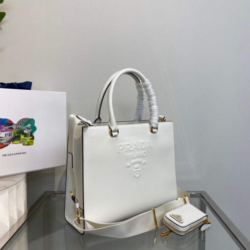 Replica Prada 1BA337 Medium Saffiano leather handbag White 2