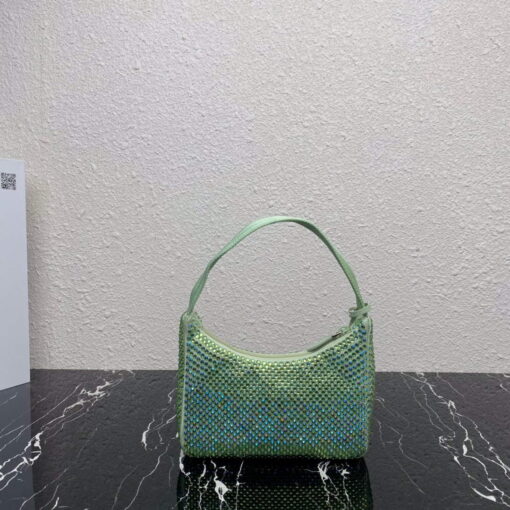 Replica Prada 1NE515 Satin mini-bag with artificial crystals Green