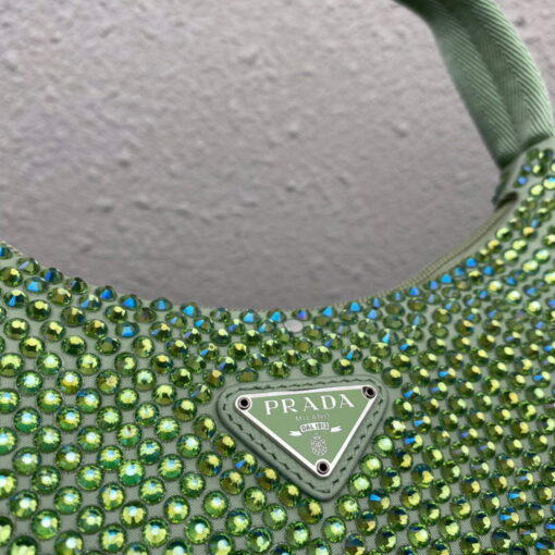 Replica Prada 1NE515 Satin mini-bag with artificial crystals Green 4