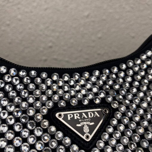 Replica Prada 1NE515 Satin mini-bag with artificial crystals Black 4