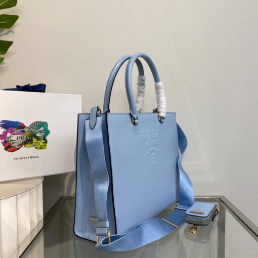 Replica Prada 1BA335 Large Saffiano leather handbag Blue 2