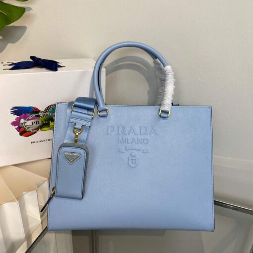 Replica Prada 1BA335 Large Saffiano leather handbag Blue 6