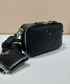 Replica Prada 2VH070 Saffiano nylon leather Prada Brique bag Black