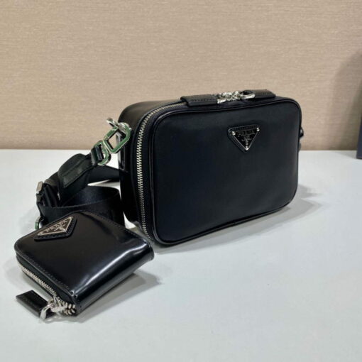 Replica Prada 2VH070 Saffiano nylon leather Prada Brique bag Black