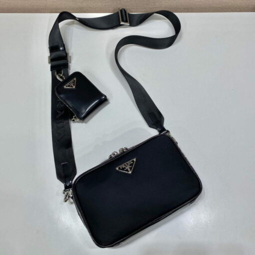 Replica Prada 2VH070 Saffiano nylon leather Prada Brique bag Black 2