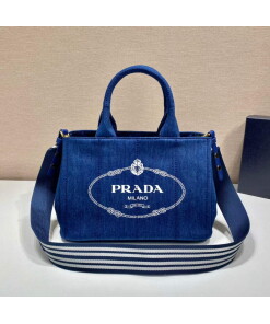 Replica Prada 1BG439 Denim Tote bag Blue