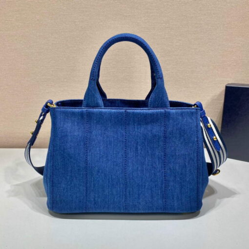 Replica Prada 1BG439 Denim Tote bag Blue 3