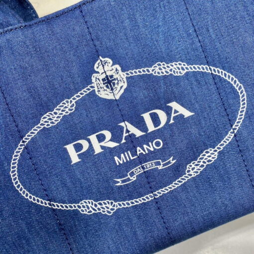 Replica Prada 1BG439 Denim Tote bag Blue 5