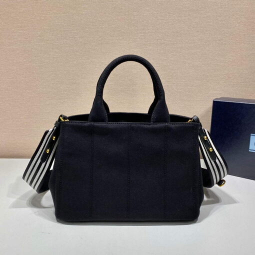 Replica Prada 1BG439 Denim Tote bag Black and white 3