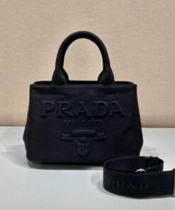 Replica Prada 1BG439 Denim Tote bag black