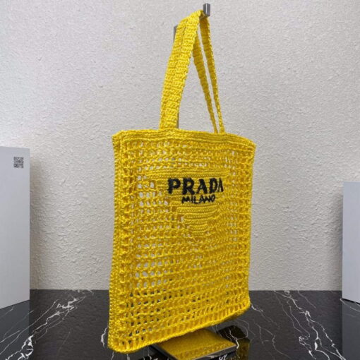 Replica Prada 1BG393 Raffia tote bag Yellow