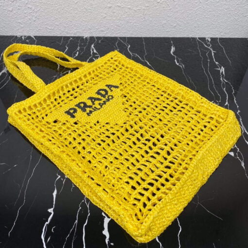 Replica Prada 1BG393 Raffia tote bag Yellow 3