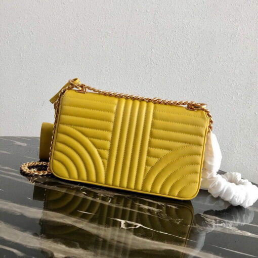 Replica Prada 1BD108 Medium Leather Prada Diagramme Bag Yellow 2