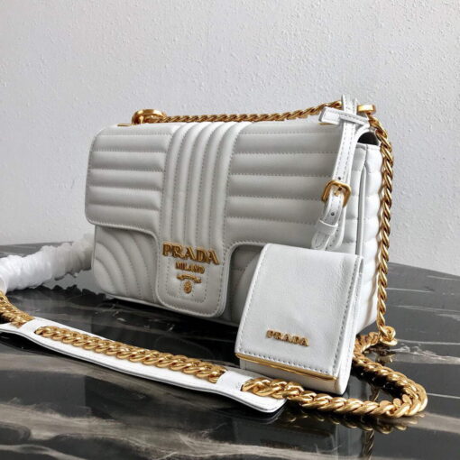 Replica Prada 1BD108 Medium Leather Prada Diagramme Bag White 5