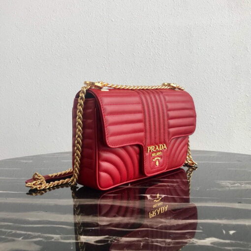 Replica Prada 1BD108 Medium Leather Prada Diagramme Bag Red 2