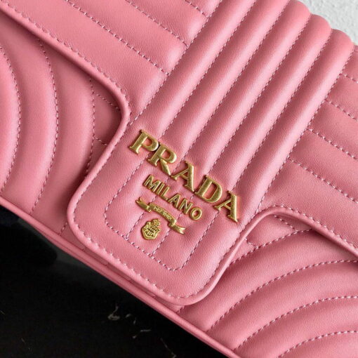 Replica Prada 1BD108 Medium Leather Prada Diagramme Bag Pink 4