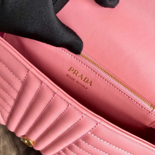 Replica Prada 1BD108 Medium Leather Prada Diagramme Bag Pink 7